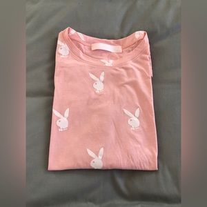 NWOT PLAYBOY X Missguided Pink Bunny Logo T-Shirt Dress